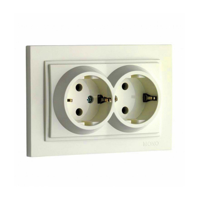 Розетка с заземлением двойная Mono Electric Despina 16А 250В крем 102-170004-120