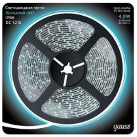 Светодиодная влагозащищенная лента Gauss 4,8W/m 60LED/m 2835SMD холодный белый 5M 311000305