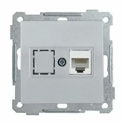 Розетка телефонная Rj45 Cat3 Mono Electric Despina-Larissa серебро 500-002125-124