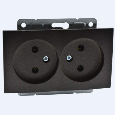 Розетка двойная без земли Mono Electric Despina-Larissa 16А 250В графит 500-002005-121