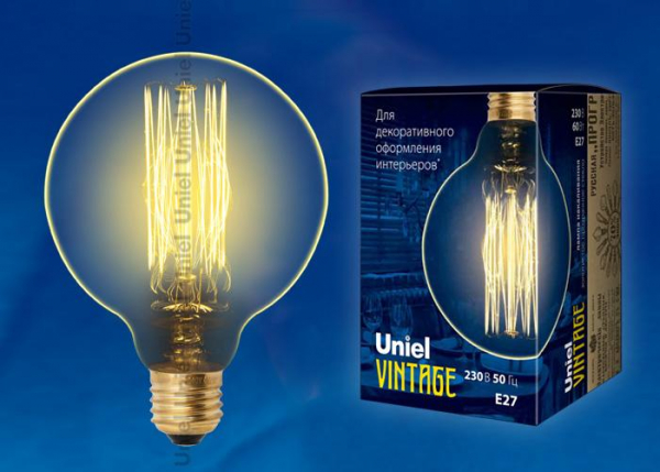 Лампа накаливания (UL-00000486) Uniel E27 40W золотистая IL-V-L45A-40/GOLDEN/E27 CW01
