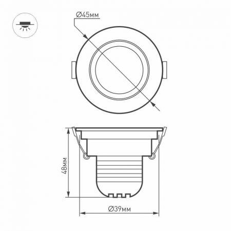 Мебельный светильник Arlight LTM-R45WH 3W Warm White 30deg
