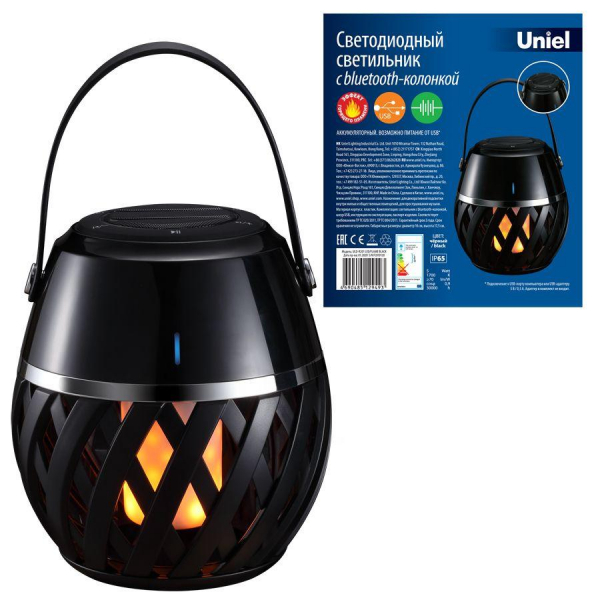 Переносной светодиодный фонарь (UL-00006768) Uniel аккумуляторный ULD-R201 LED/Flame Black