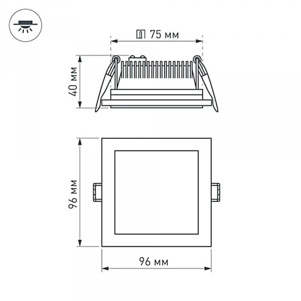Встраиваемый светодиодный светильник Arlight LT-S96x96WH 6W Warm White 015572