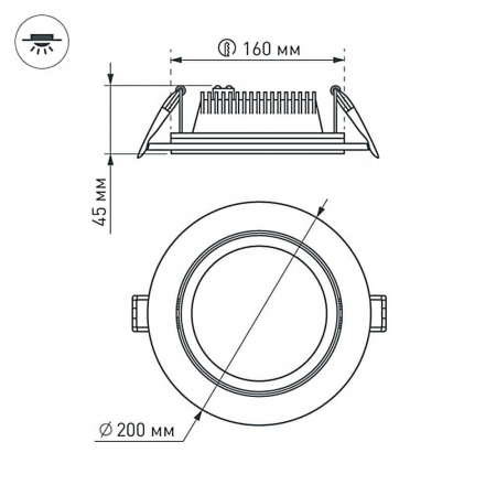 Встраиваемый светодиодный светильник Arlight LT-R200WH 16W Warm White 016574