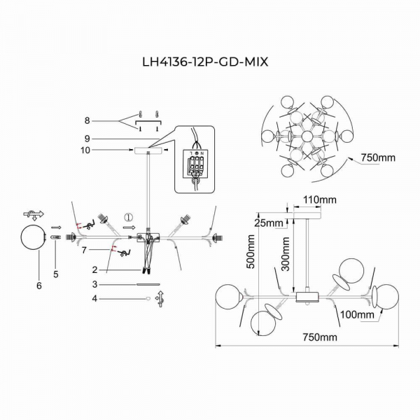 LH4136/12P-GD-MIX