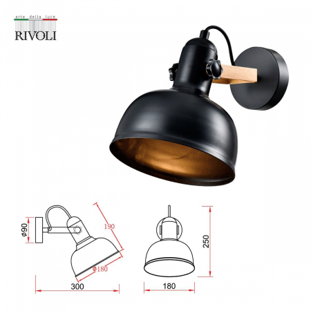 Спот Rivoli Nathalie 4121-401 Б0054988 с 1 плафоном черный/черный цвет