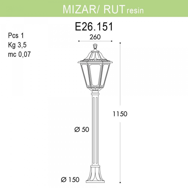 Уличный светильник Fumagalli Mizarr/Rut E26.151.000.AXF1R