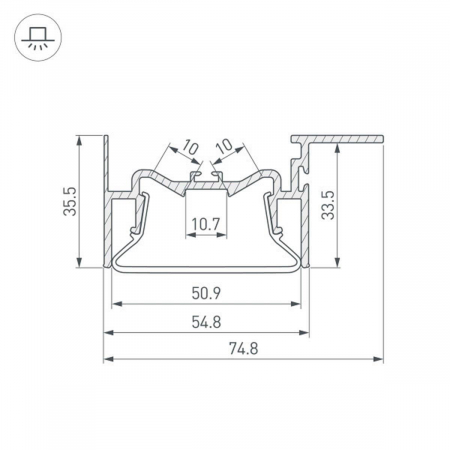 Алюминиевый профиль Arlight Foled-50-Ceil-Side-2000 035770