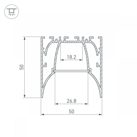 Алюминиевый профиль Arlight ARH-Line-5050-Comfort-2000 Anod 036353