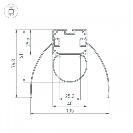 Алюминиевый профиль Arlight ARH-Power-W154-Comfort-2000 Anod 036343