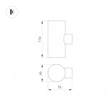 Уличный настенный светильник Arlight KT-Ray-Wall-Twin-R46-2x3W Warm3000 034137