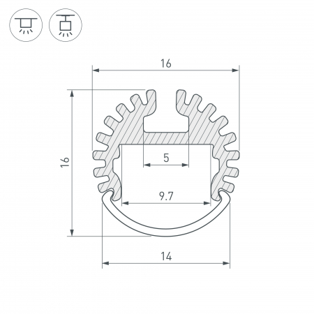 Алюминиевый профиль Arlight ARH-ROUND-D16-2000 ANOD 039217