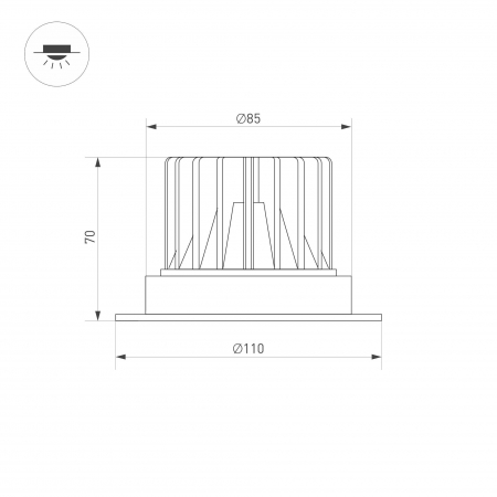 Встраиваемый светильник Arlight MS-ATLAS-TRIMLESS-R70-12W Warm3000 (BK, 32deg, 230V) 036105