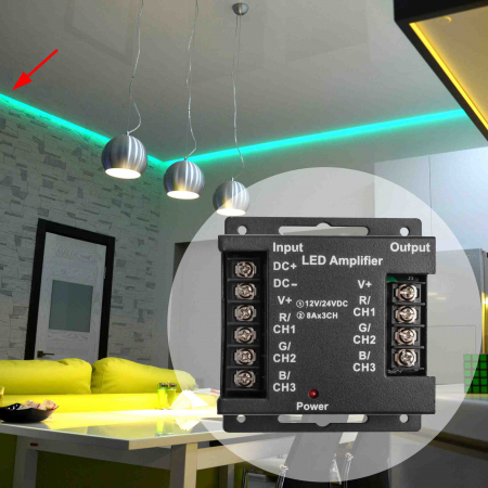 Усилитель RGB Apeyron 12В 288Вт 3 канала*8А 04-04(288)