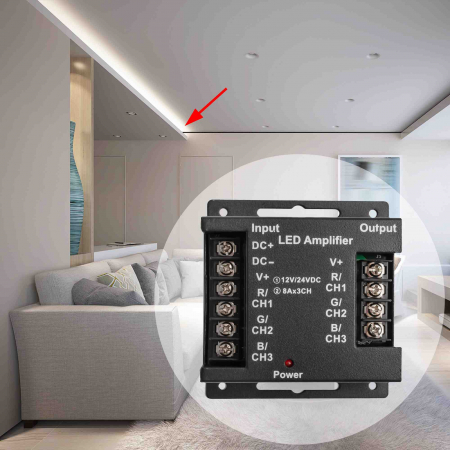Усилитель RGB Apeyron 12В 288Вт 3 канала*8А 04-04(288)