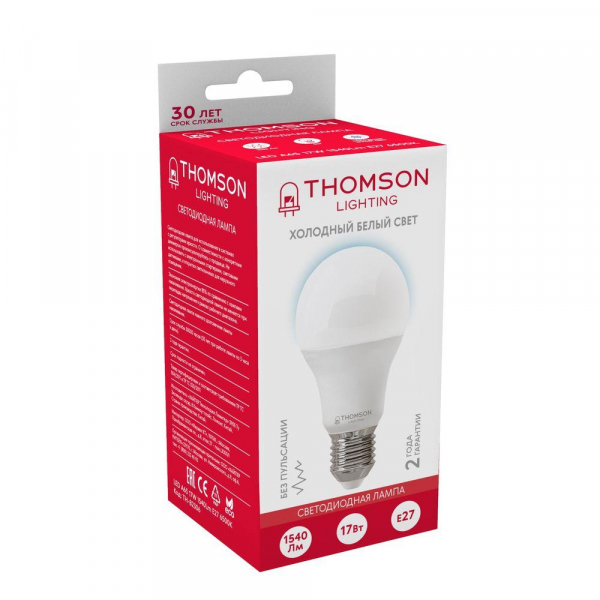 Лампа светодиодная Thomson E27 17W 6500K груша матовая TH-B2306