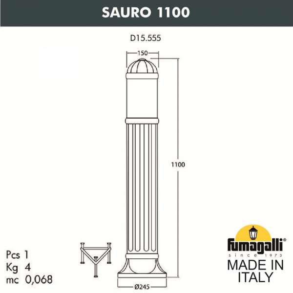 Ландшафтный светильник Fumagalli Sauro D15.555.000.BXF1R.FC1