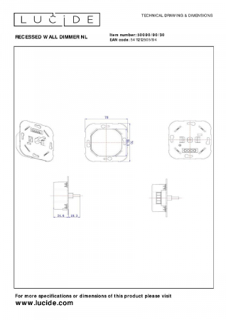 Диммер Lucide Recessed wall dimmer nl 50000/00/30