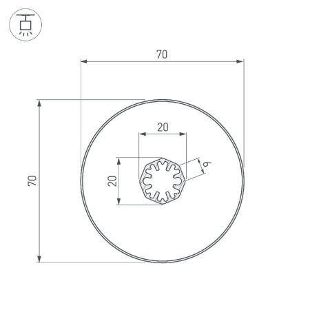 Профиль Arlight SL-ROUND-D70-360deg-2000 ANOD 037770