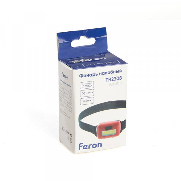 Фонарь налобный Feron Эконом TH2308 на батарейках 41712