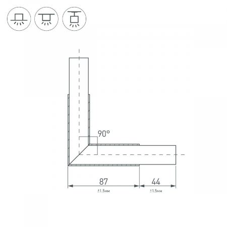 Угол Arlight PLS-LOCK-H25-L90 BLACK (с экраном MAT-L) 031268