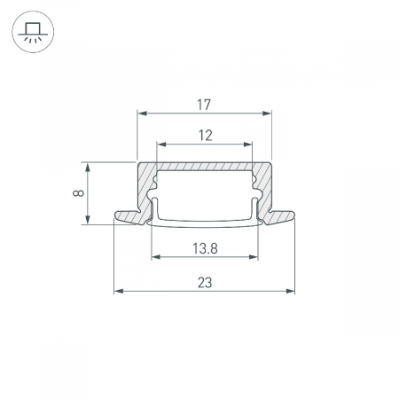 Профиль Arlight LINE-2308-F-2000 ANOD 040300