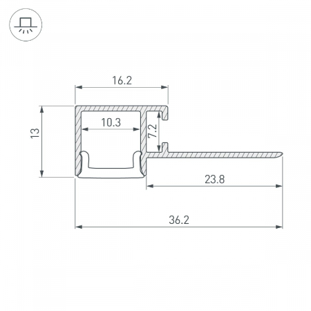 Профиль Arlight FANTOM-W12-EDGE-2000 ANOD 040329