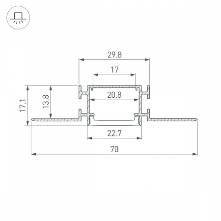 Профиль Arlight FANTOM-BENT-W23-SIDE-2000 ANOD 040331