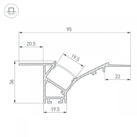 Профиль Arlight FANTOM-W45-BEVEL-2000 WHITE 039949