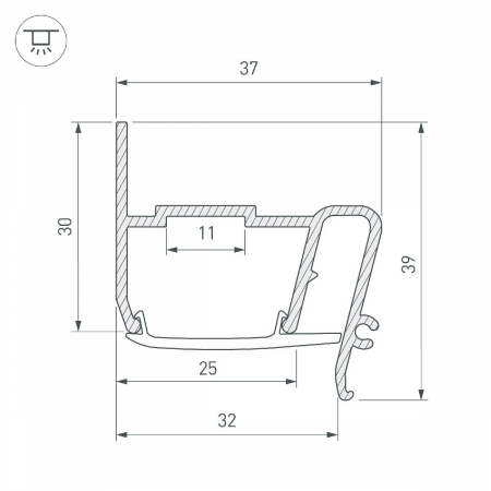 Профиль Arlight STRETCH-S-30-WALL-SIDE-2000 (STEP) 040702