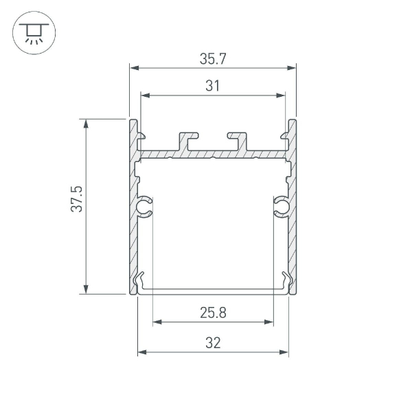 Алюминиевый профиль Arlight SL-LINE-3638-LW-3000 ANOD 043973