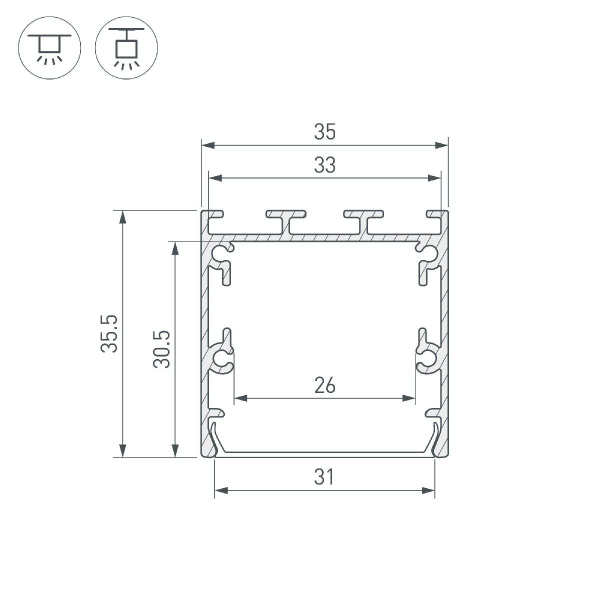 Алюминиевый профиль Arlight LINE-S-3535-3000 ANOD 041826