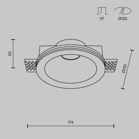 Встраиваемый светильник Maytoni Technical Downlight Gyps Modern DL002-1-01-W-1