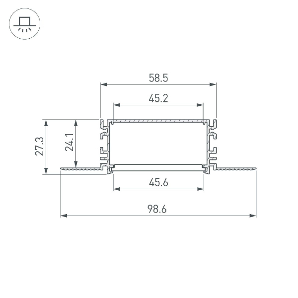 Профиль Arlight FANTOM-BENT-W49-SIDE-2000 ANOD 046423
