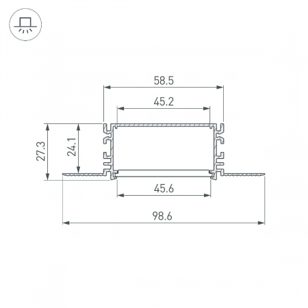 Профиль Arlight FANTOM-BENT-W49-SIDE-2000 ANOD 046423