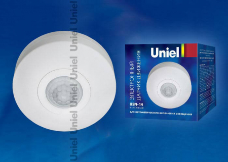 Датчик движения (06566) Uniel USN-14-360R-1200W-3LUX-6M-0,6-1,5m/s-WH