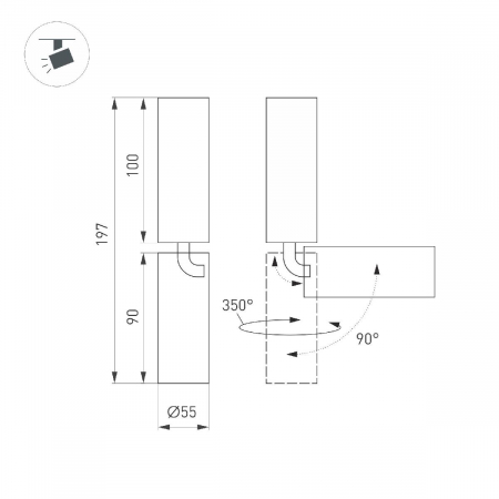 Спот Arlight SP-NUANCE-SURFACE-FLAP-R35-7W Day4000 049916 с 1 плафоном белый/белый цвет