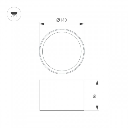Накладной светильник Arlight SP-BISCOTTO-R140-15W Warm3300-MIX (WH-GD, 80 deg, 230V) 054915