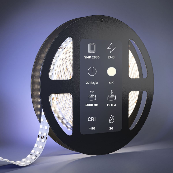 Светодиодная лента Maytoni Ultra 24В 2835 27Вт/м 4000К 5м IP20 201115