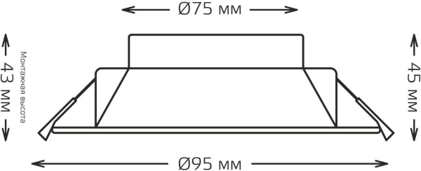 Встраиваемый светильник Gauss Basic Downlight 9033420205