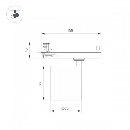 Трековый трехфазный светильник Arlight LGD-DYKE-4TR-R75-16W Day4000 (WH, 20 deg, 230V) 052145