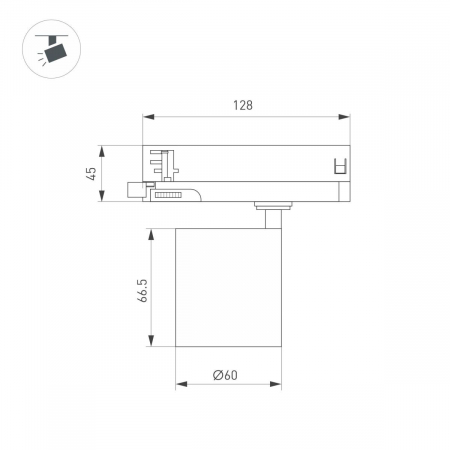Трековый трехфазный светильник Arlight LGD-DYKE-4TR-R60-8W Day4000 (BK, 50 deg, 230V) 052275