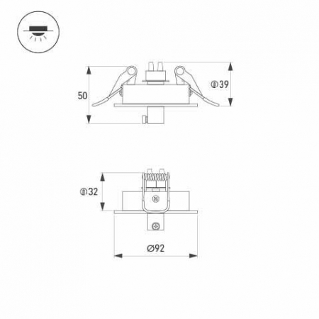 Чаша потолочная встраиваемая Arlight SPX-CANOPY-R90-C6.5 (BK) 046017(1)