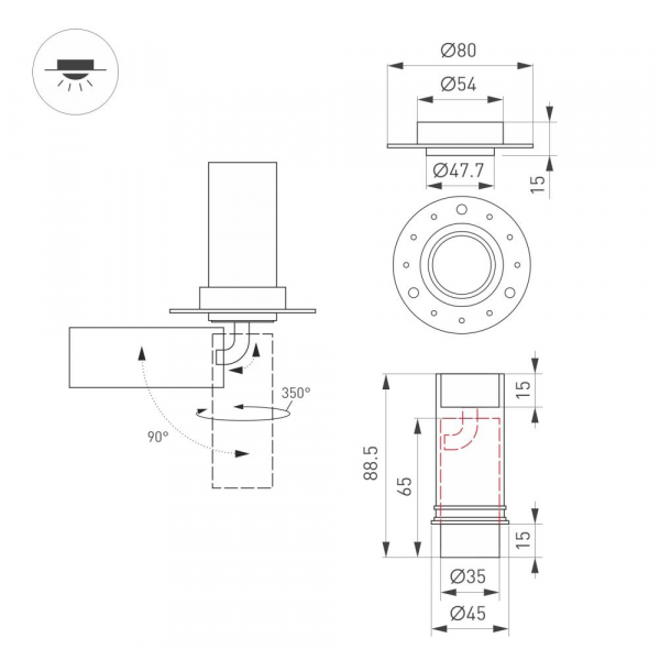 Встраиваемый спот Arlight SP-NUANCE-TRIMLESS-PULL-R35-7W Warm3000 049910