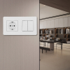 Выключатель двухклавишный с розеткой Arte Milano SET16-2-40-1-30-2 white