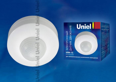 Датчик движения (02641) Uniel USN-10-180R-1200W-3LUX-12M-0,6-1,5m/s-BL