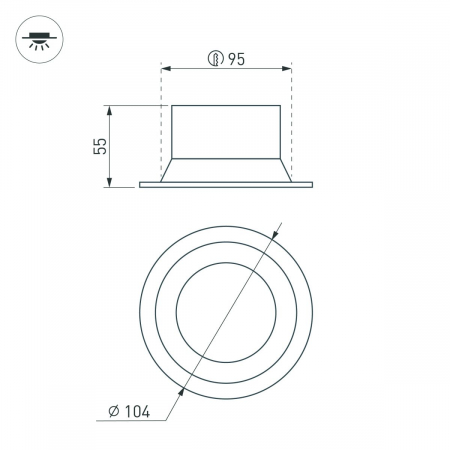 Встраиваемый светильник даунлайт Arlight MS-BREEZE-BUILT-R104-12W Warm2700 (WH, 90 deg, 230V) (IP20 Металл) 054714