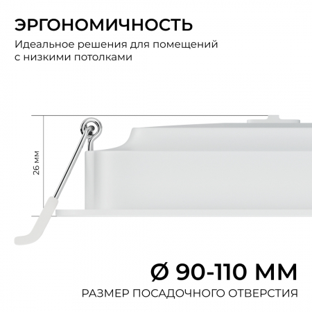 Встраиваемая светодиодная панель Apeyron 3 ССT 06-166